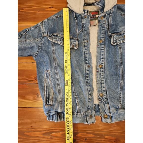 Vintage Blue Hoodie Jean Jacket Size Xtra Large XL New Order Outerwear American - Picture 9 of 11
